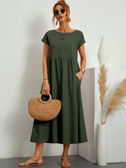 Robe Longue Fluide à Coupe Ample avec Poches
