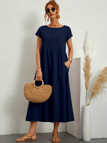 Robe Longue Fluide à Coupe Ample avec Poches
