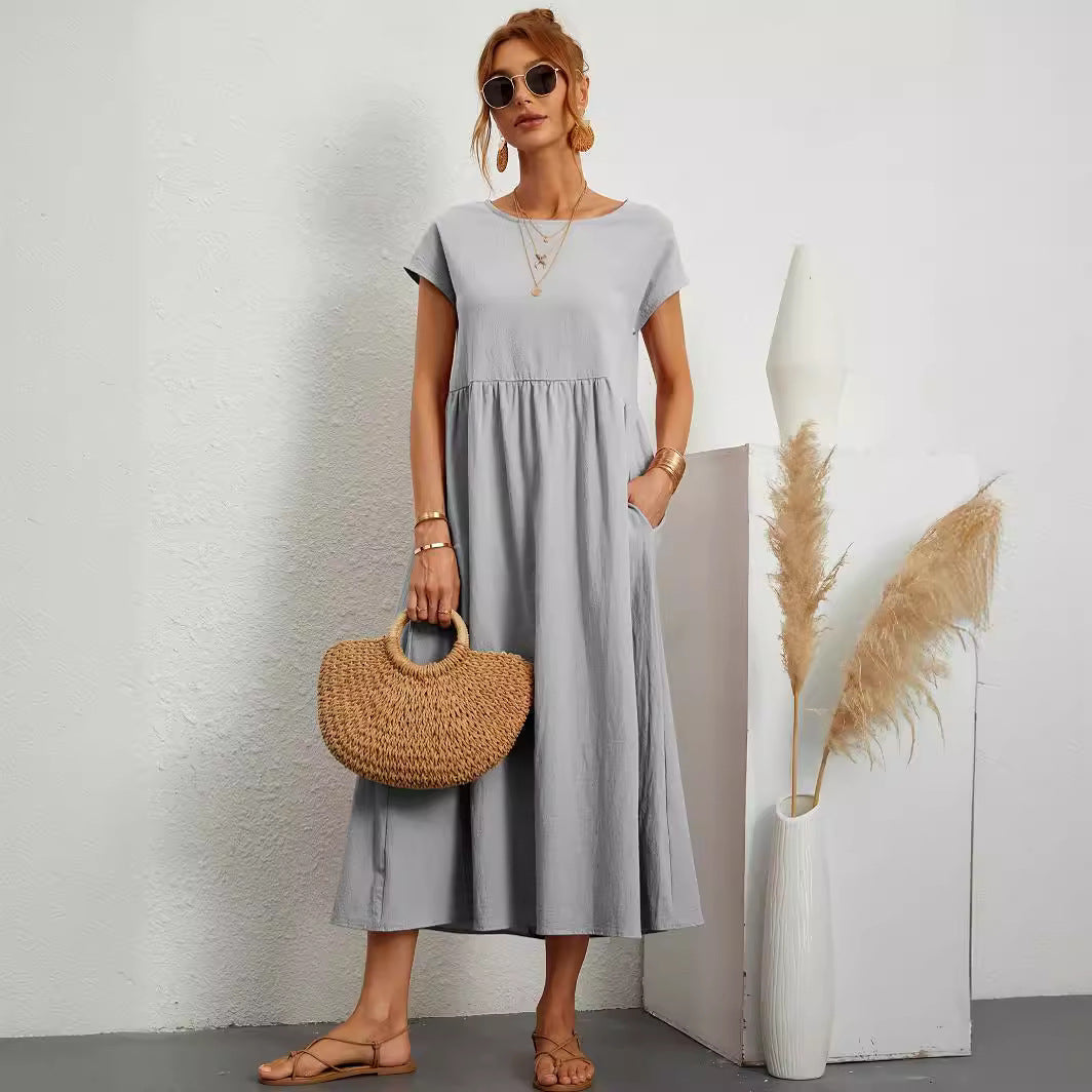 Robe Longue Fluide à Coupe Ample avec Poches