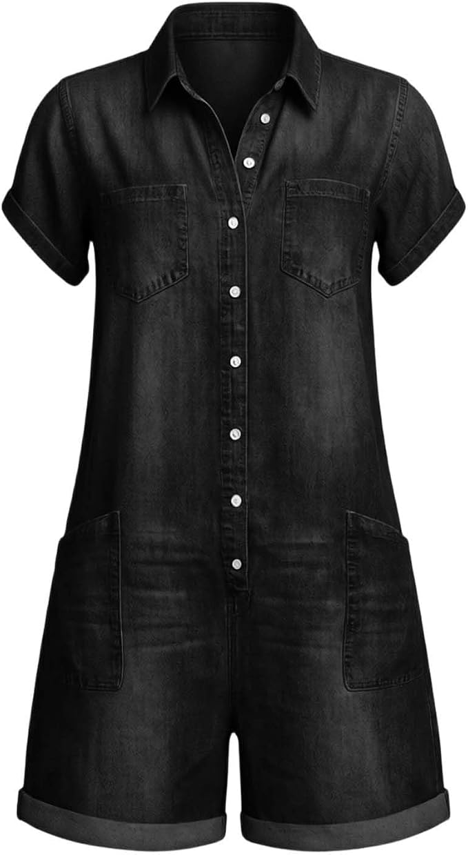 Combinaison en jean délavé vintage – Barboteuse chic et décontractée