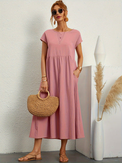Robe Longue Fluide à Coupe Ample avec Poches
