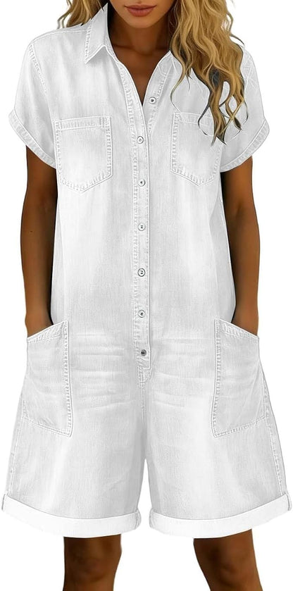 Combinaison en jean délavé vintage – Barboteuse chic et décontractée
