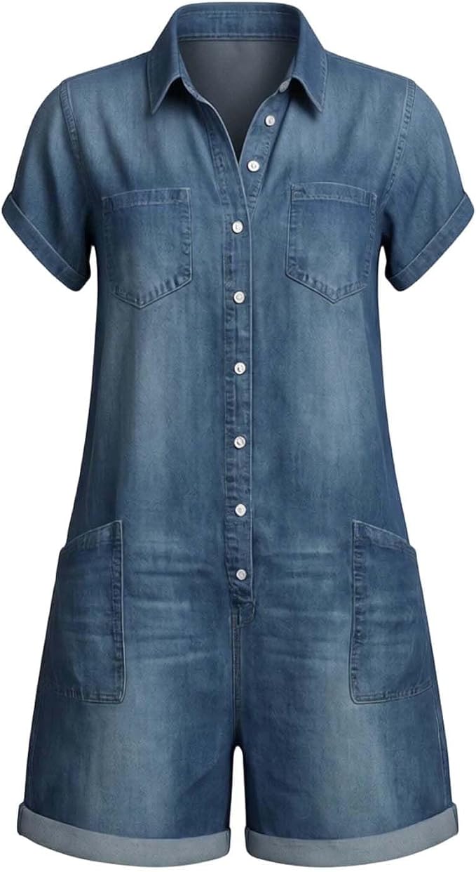 Combinaison en jean délavé vintage – Barboteuse chic et décontractée