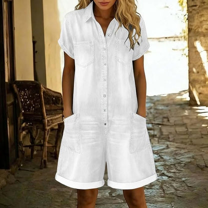 Combinaison en jean délavé vintage – Barboteuse chic et décontractée