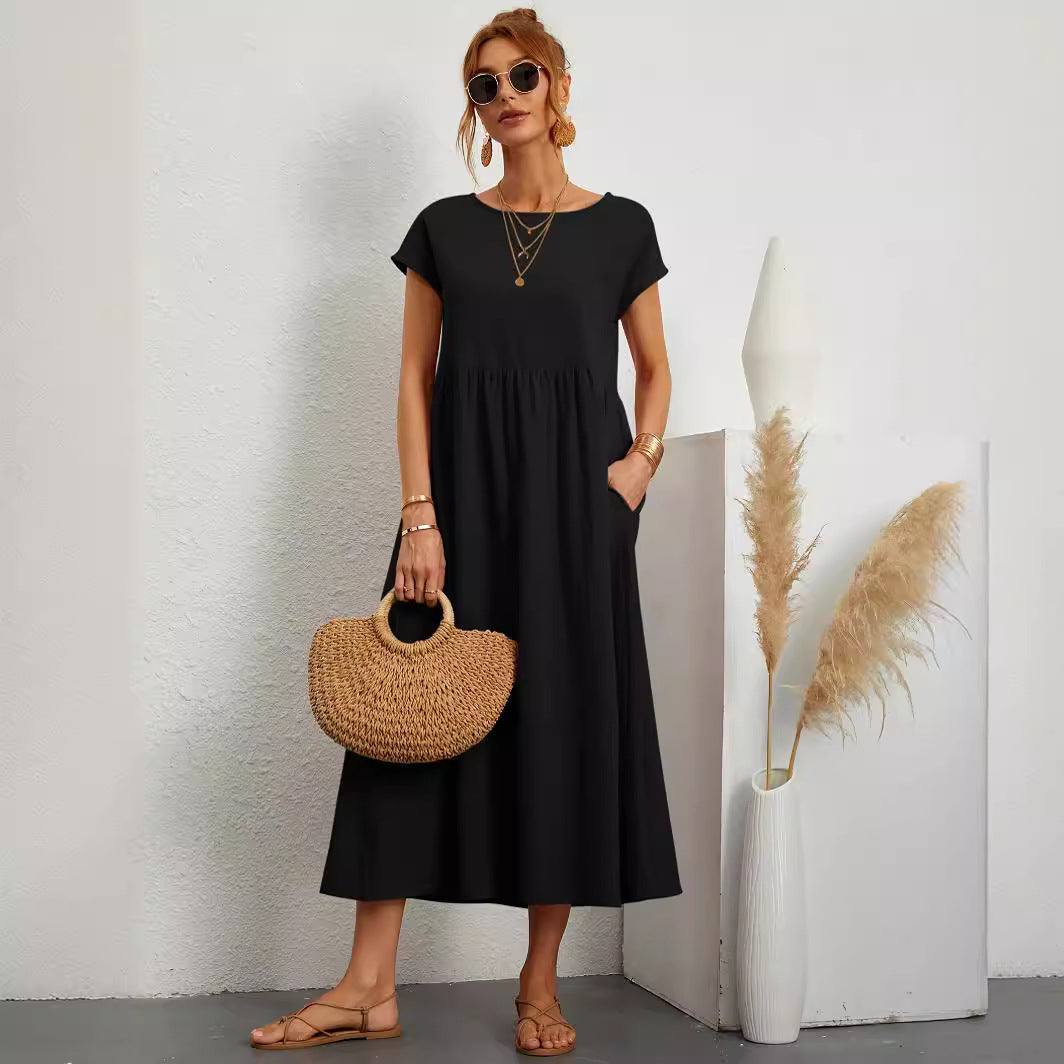 Robe Longue Fluide à Coupe Ample avec Poches