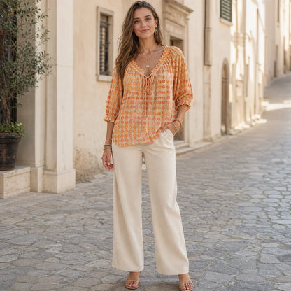 Polka-dot Ethnic-style Casual Chic Printed Shirt