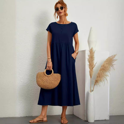 Robe Longue Fluide à Coupe Ample avec Poches