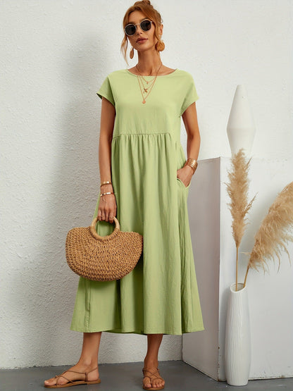 Robe Longue Fluide à Coupe Ample avec Poches