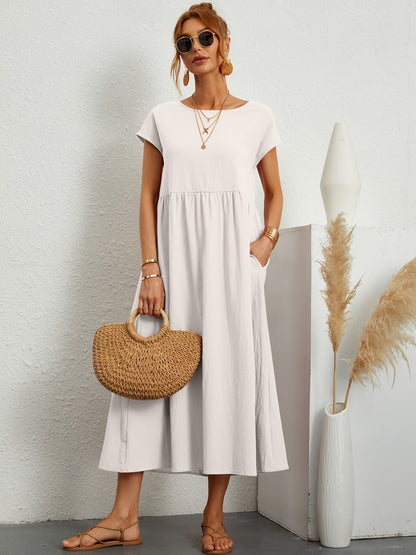 Robe Longue Fluide à Coupe Ample avec Poches