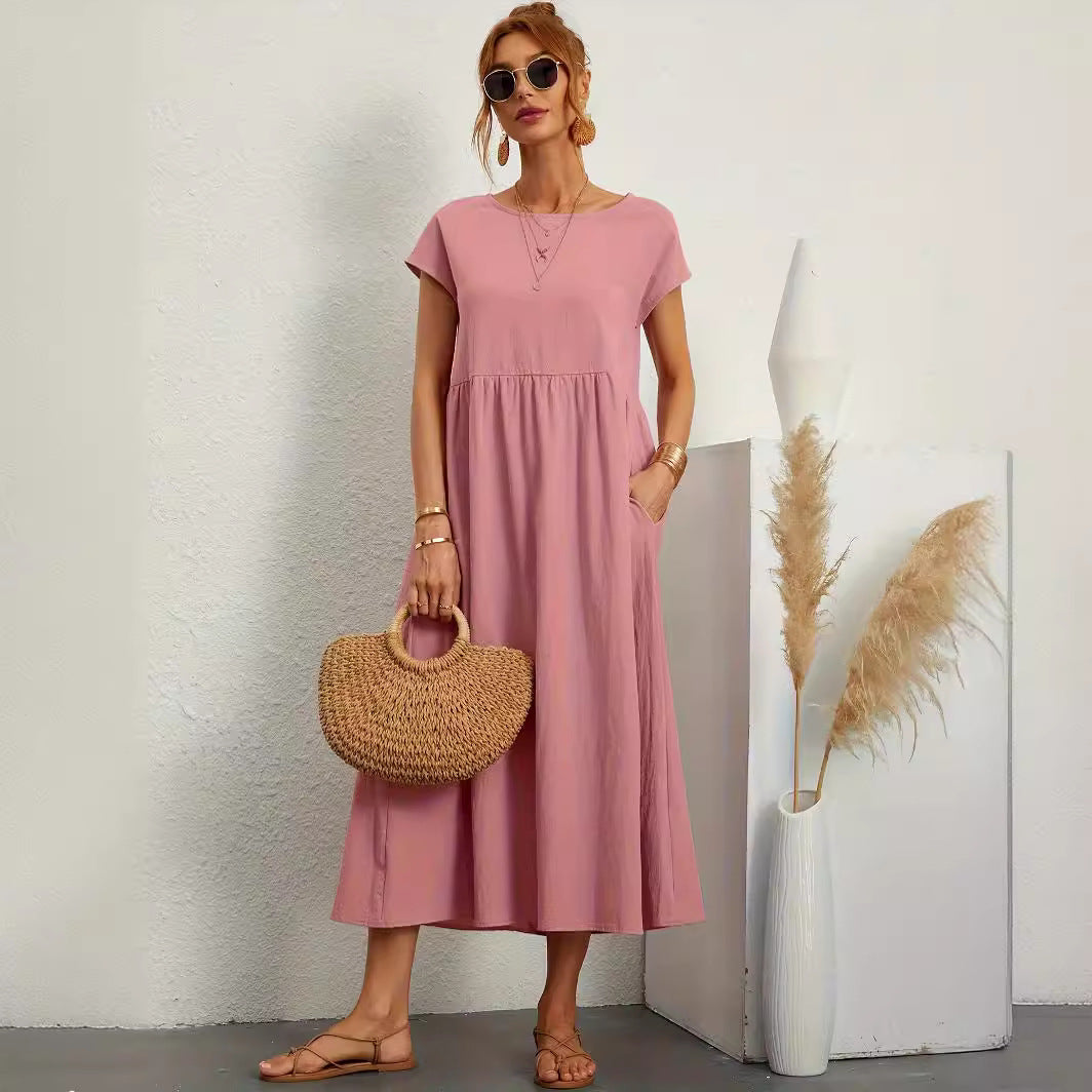 Robe Longue Fluide à Coupe Ample avec Poches