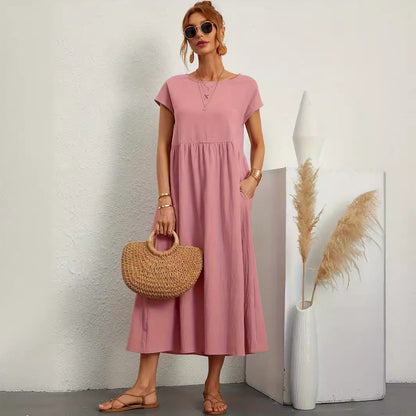 Robe Longue Fluide à Coupe Ample avec Poches