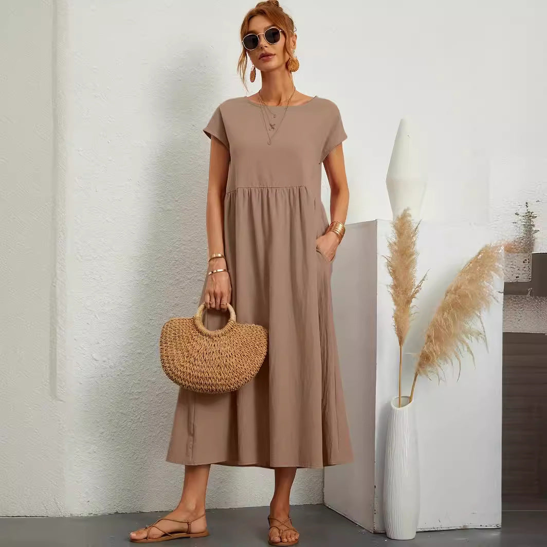Robe Longue Fluide à Coupe Ample avec Poches