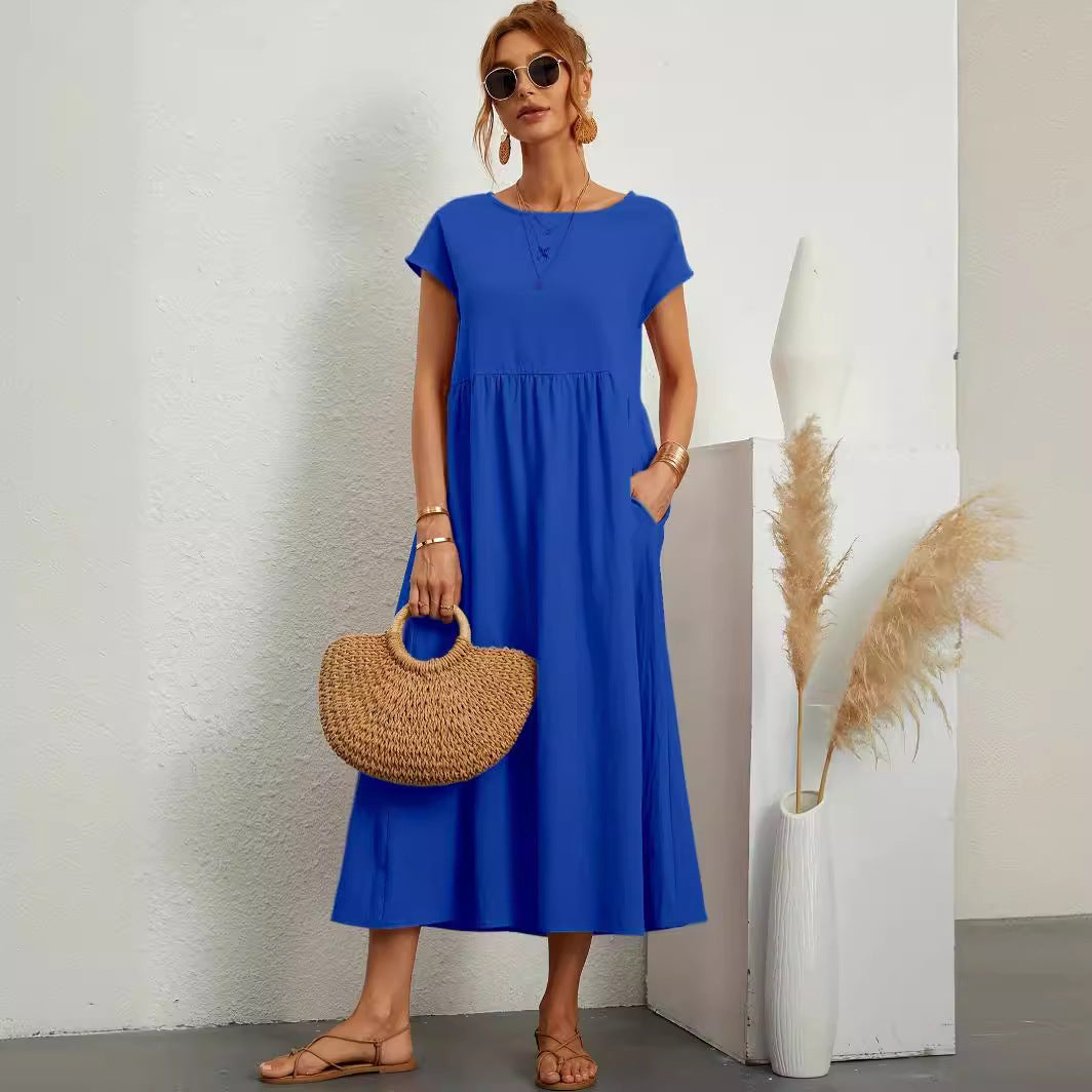 Robe Longue Fluide à Coupe Ample avec Poches